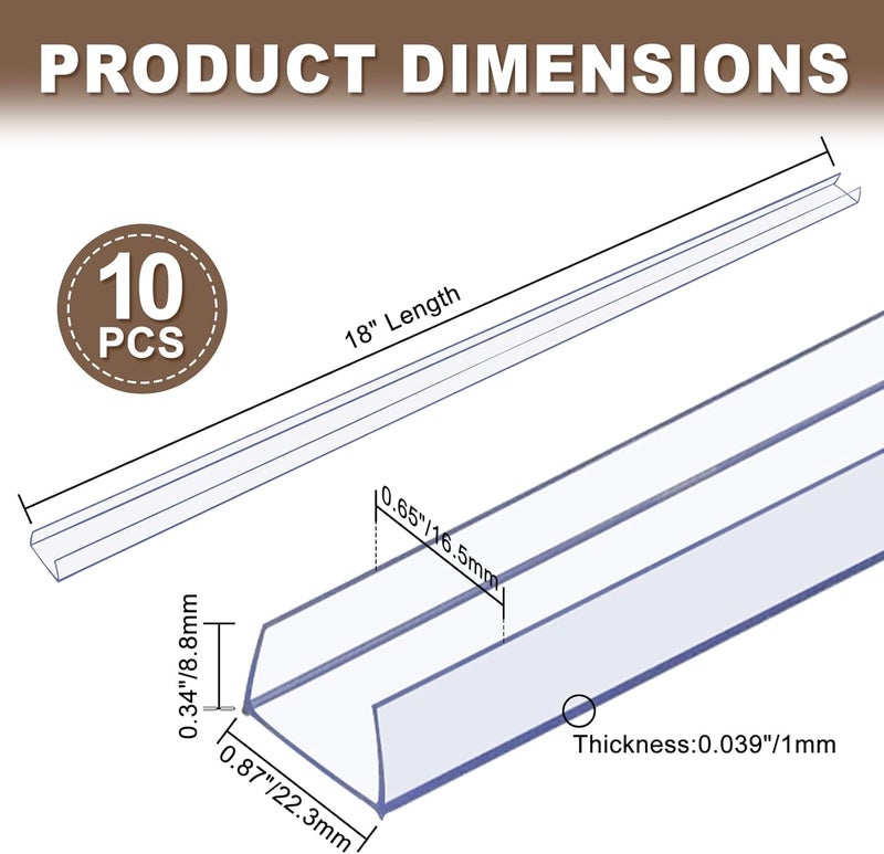 CHolic 10 Pcs 18" Length 3/4" Thick Cabinet Edge Protector, Plastic Drawer Protector Edge Guard, Clear Cabinet for Kitchen, Bathroom and Office - Image 2